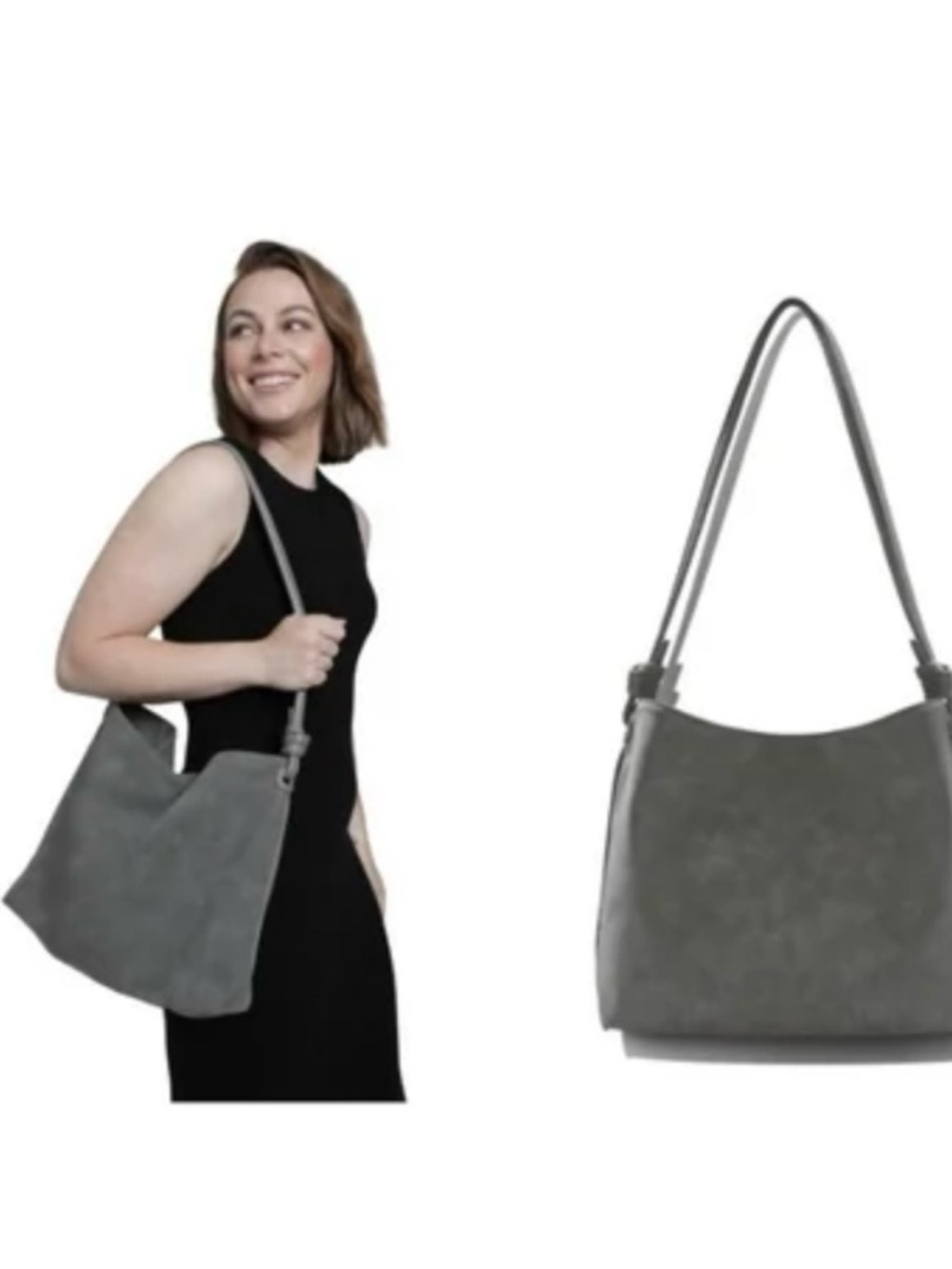8 other reasons Betsey Slouch Tote Classic Gray Suede Shoulder Bag